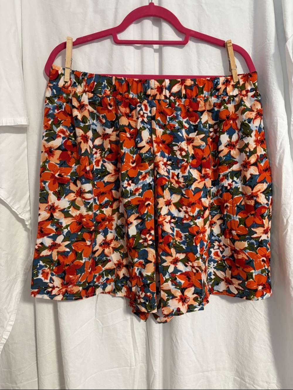 High-Waist Floral Print Shorts - Orange Multi